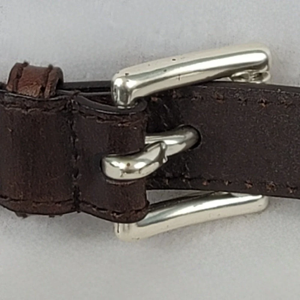 Michael Kors Womens Brown Leather Studded Disc Medallion Belt Large